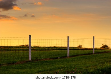 Fence at sunset