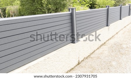 fence wall grey aluminium new modern barrier of suburb house gray street protection view home