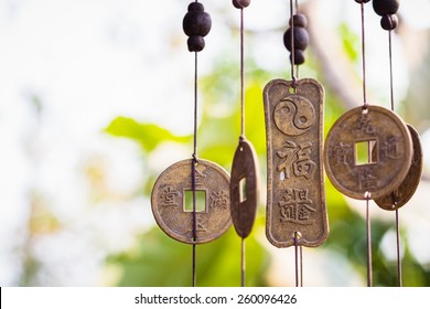 Feng Shui chimes hanged outside the house  for protection and good luck