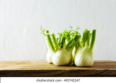 fennel bulb on the wooden table