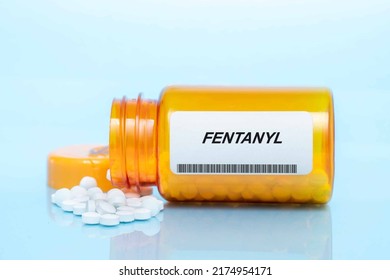 Fentanyl Drug In Prescription Medication  Pills Bottle - Shutterstock ID 2174954171