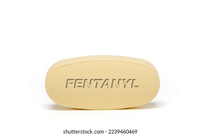 Fentanyl Pharmaceutical medicine pills  tablet  Copy space. Medical concepts. - Shutterstock ID 2239460469