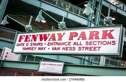 The Fenway Park Stadium Sign In Boston, Massachusetts,USA.