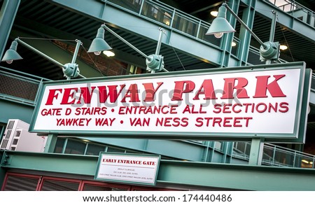 The Fenway Park Stadium Sign in Boston, Massachusetts,USA.
