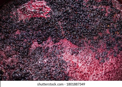 Fermentation Of Grape Must, Winemaking Concept. Top View.