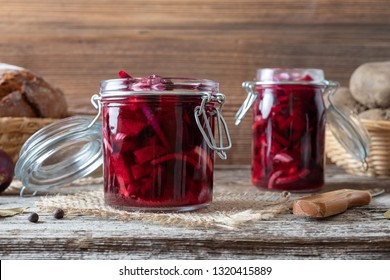 Fermented Beet Kvass In Two Glass Jars