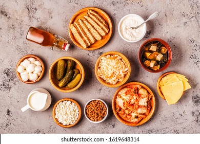 Fermented Food, Probiotics - Kefir, Kombucha, Sauerkraut, Pickles, Miso Soup, Tempeh, Natto, Kimchi, Yogurt, Mozzarella And Gouda Cheeses, Cottage Cheese.