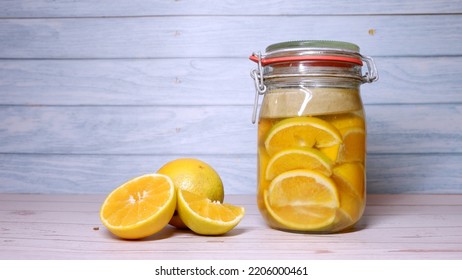 Fermented Oranges In A Fermentation Jar