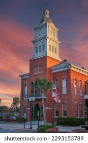 Fernandina, Florida, the historic Nassau County Courthouse.  It is a two-story red brick courthouse on Amelia Island.