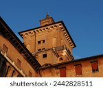 Ferrara castle, details photographed with the telephoto lens at sunset.