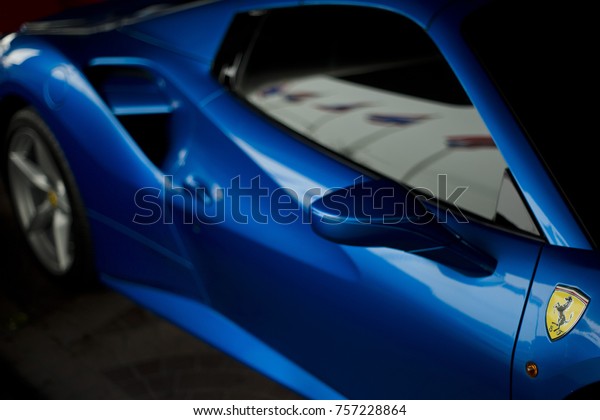 Ferrari 488 Spider Blue Metallic Blue Stock Photo Edit Now