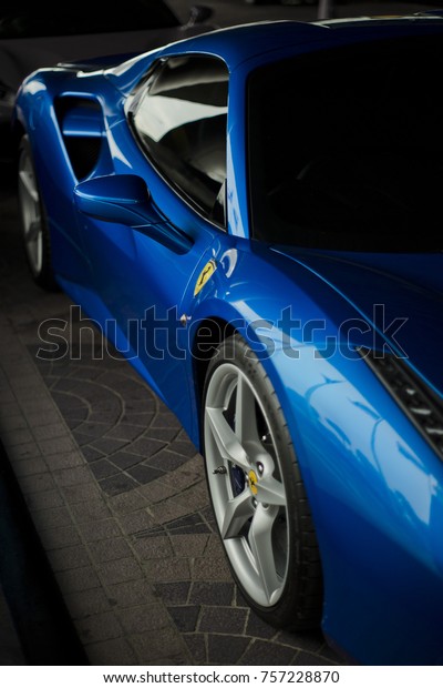 Ferrari 488 Spider Blue Metallic Blue Stock Photo Edit Now