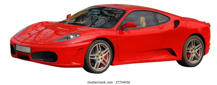 Ferrari Italian Car. Image With Cut Out Path Isolated On White.