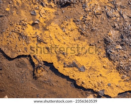 Ferric sand and sediments. Geological attraction in closed lignite mine, Babina, Leknica, Pland.