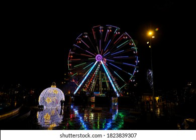 Ferris Wheel In Christmas Theme Park