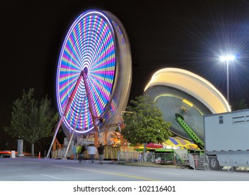 Ferris Wheel At A County Fair At Night