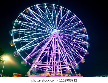   The Ferris Wheel Of The Night Amusement Park 