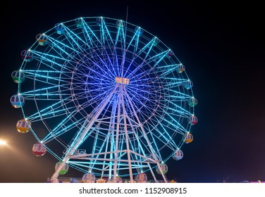   The Ferris Wheel Of The Night Amusement Park 