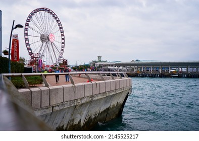 Ferris Wheel On Hong Kong Promenade. The 13th Of December 2017.