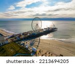 Ferris Wheel on Steel Pier next to Boardwalk in Atlantic City, New Jersey NJ, USA. 