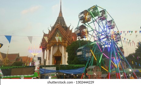 Ferris Wheel In Temple Fair , Chinese Newyear Festival , 3/2/2019, Nakhonsawan Province, Thailand 