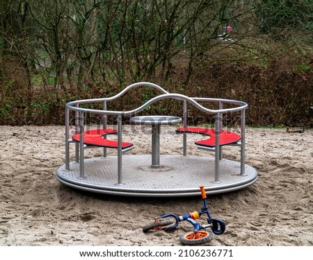 Ferris wheels, playgrounds in Europe. Children's playgrounds. Quarantine days, loneliness and desolation. a playground in Germany
