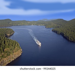 Ferry in Active Pass, Gulf Islands, British Columbia