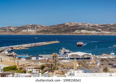 Ferry Arriving At The Port Of Tangier In Northern Morocco