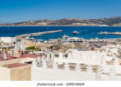 Ferry Arriving At The Port Of Tangier In Northern Morocco