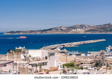 Ferry Arriving At The Port Of Tangier In Northern Morocco