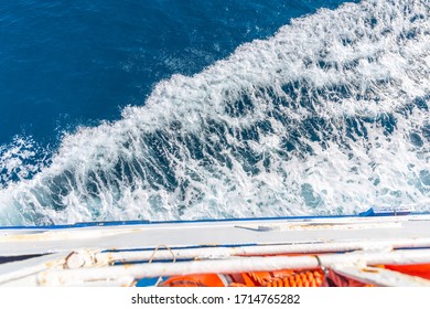 Ferry Boat Wake Seen From Above In Sardinia, Italy