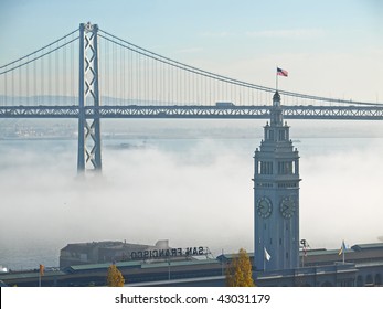 Ferry Building & Bay Bridge Mist Over