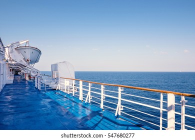 Ferry Deck View With Life Boats.