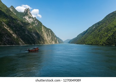 Ferry Entering Wu Gorge - Yangtze River