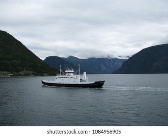 Ferry In Norwegian Fjord