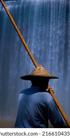 Ferryman Under The Qinglong Waterfall