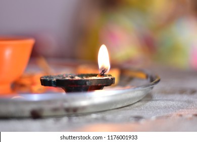 Festival Dipawali Celebration With Diya On Aarti Thali