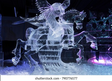 Festival Of Ice Sculptures In The Peter And Paul Fortress, January 7, 2018, St. Petersburg, Russia.