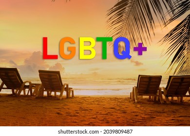 Festival People Celebrate Meting  LGBTQ+ Gay Pride Month Event Day Concept 2022. Colorful Rainbow Gender Symbol Heart Sex Love Flag Background United Kingdom. Lesbian, Bisexual, Asexual, Intersex.