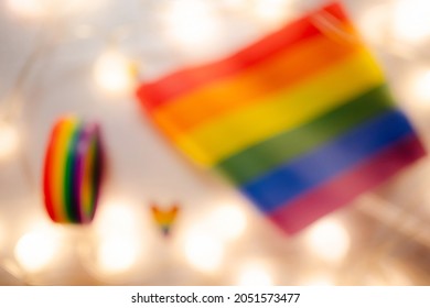 Festival People Celebrate Meting  LGBTQ+ Gay Pride Month Event Day Concept 2022. Colorful Rainbow Gender Symbol Heart Sex Love Flag Background United Kingdom. Lesbian, Bisexual, Asexual, Intersex.