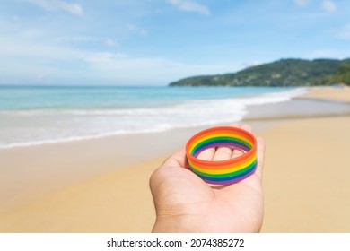 Festival People Celebrate Meting  LGBTQ+ Gay Pride Month Event Day Concept 2022. Colorful Rainbow Gender Symbol Heart Sex Love Flag Background United Kingdom. Lesbian, Bisexual, Asexual, Intersex.