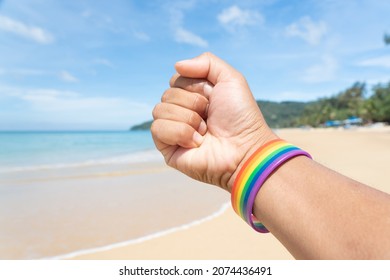 Festival People Celebrate Meting  LGBTQ+ Gay Pride Month Event Day Concept 2022. Colorful Rainbow Gender Symbol Heart Sex Love Flag Background United Kingdom. Lesbian, Bisexual, Asexual, Intersex.