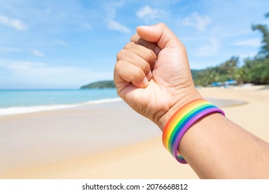 Festival People Celebrate Meting  LGBTQ+ Gay Pride Month Event Day Concept 2022. Colorful Rainbow Gender Symbol Heart Sex Love Flag Background United Kingdom. Lesbian, Bisexual, Asexual, Intersex.