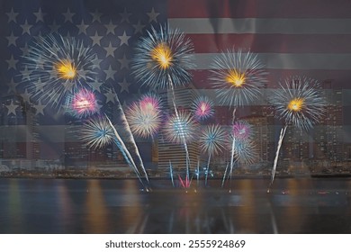 Festive beautiful colorful fireworks display on the sea beach, Amazing fireworks party for the holiday 4th of July Celebrating Independence Day. - Powered by Shutterstock