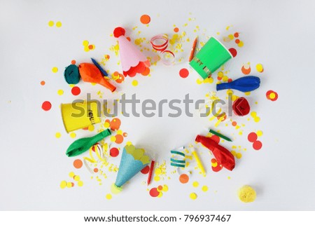 Similar – Image, Stock Photo Red gift box with party confetti. Celebration concept