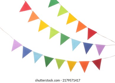 Festive Bunting Flags Isolated On White