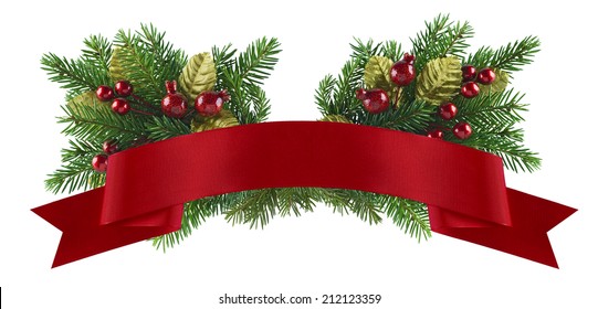 Festive Background Fir Branch Ribbon Vector Stock Vector (Royalty Free ...