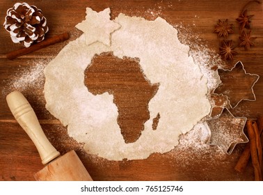 Festive Cookie Dough With The Shape Of Africa Cut Out (series)