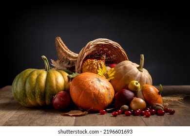 Festive cornucopia assortment with delicious foods - Shutterstock ID 2196601693