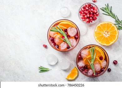 Festive cranberry citrus pomegranate cocktail. Top view, space for text. - Powered by Shutterstock
